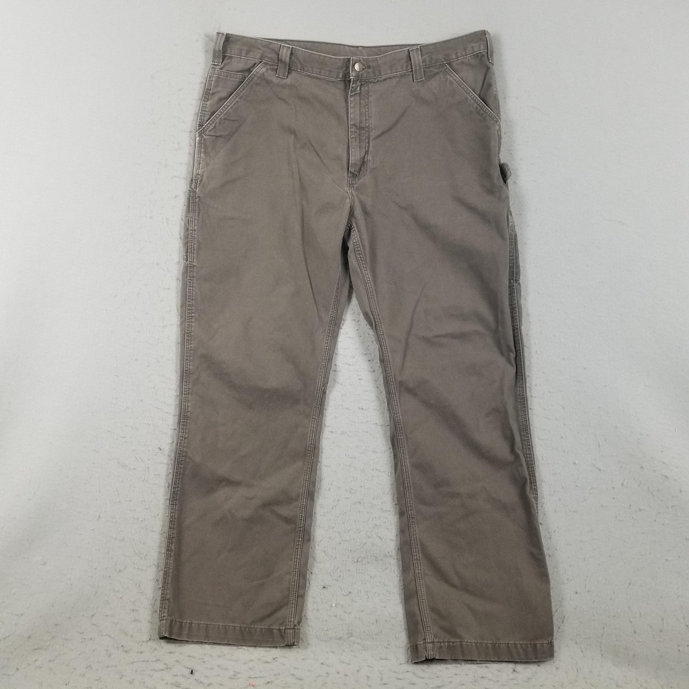 Carhartt Pants Mens 42x32 Brown B324 Canvas Carpenter Relaxed Fit Workwear